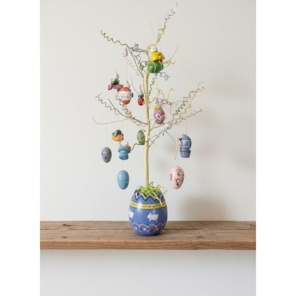 Easter Egg Tree With Painted Ornaments & Spiral Branches 16 Inches Tall Spring D - Picture 1 of 4